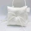 RSHuiOUXX Handmade Beads Tulle Rings Pillow for Weddings with Lace Appliques and Bowknot Decoration Fabric Rings Holder view 3