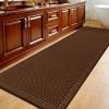 Accumtek Extra Large Waffle Bath Mat, 6'x2' Brown, Super Absorbent Non-Slip Quick Dry Bathroom Rugs with Tassels, Machine Washable Ultra Soft Boho Bath Rugs for Floor, Toilet Mats Boho Farmhouse Decor view 1