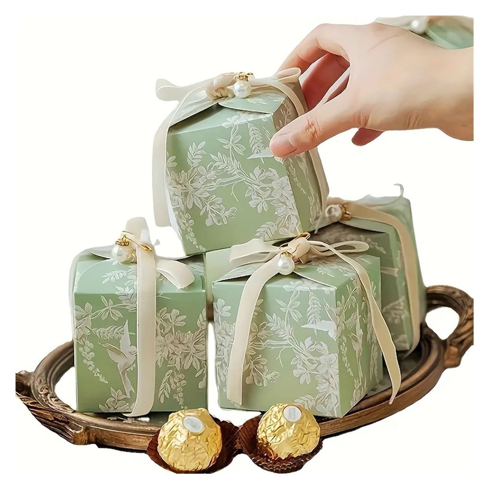 LumaGrove Favour Boxes 10PCS Wedding Candy Box Party Best with Ribbons Birthday