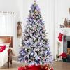 8ft Flocked Christmas Tree with 470 LED Lights G45 Ball Realistic PE PVC Construction Hinged Branches Memory Wire 10 Modes Convenient Foot Control view 1