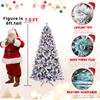 8ft Flocked Christmas Tree with 470 LED Lights G45 Ball Realistic PE PVC Construction Hinged Branches Memory Wire 10 Modes Convenient Foot Control view 4