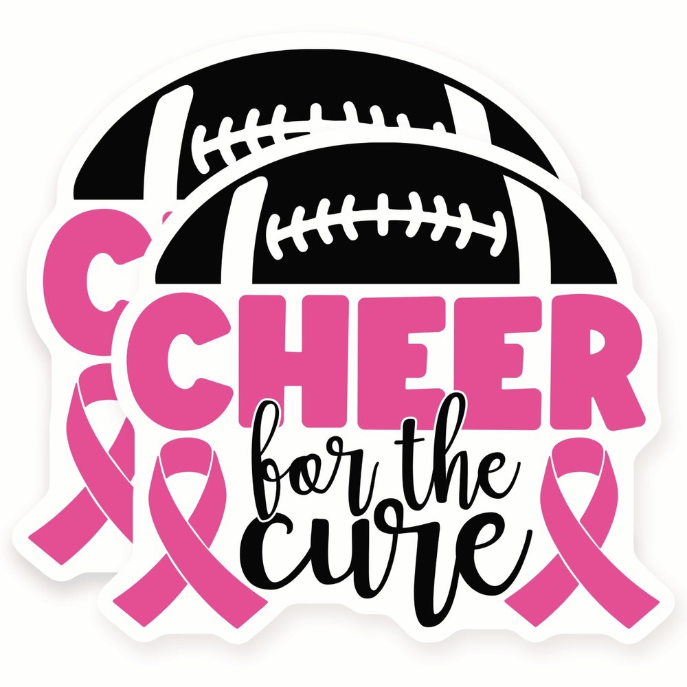 Breast Cancer Magnets - Football Magnets - Cheer for The Cure - 2 Pack Sticks to Fridges, Lockers, Toolboxes & More - Made in USA - AQM9885