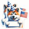 Akita Magnets - Patriotic Dog - USA Flag Decor - Party Hat Animal - 2 Pack Sticks to Fridges, Lockers, Toolboxes & More - Made in USA - AQS10195 view 1