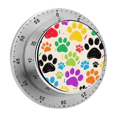 Mechanical Kitchen Timer 70dB Alarm, Colorful Doodle Paw Timers Magnetic Metal Countdown Timer for Cooking, Baking & Exercise, No Batteries Required