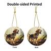 Tame Beagle Printed Ceramic Ornaments Round Christmas Ceramic Ornaments Suitable for Holiday Parties and Fireplace Decorations. view 3