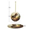 Tame Beagle Printed Ceramic Ornaments Round Christmas Ceramic Ornaments Suitable for Holiday Parties and Fireplace Decorations. view 4