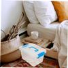COHEALI 5Pcs Clear Plastic Storage Boxes with Lids Small Blue Transparent Organizer Containers for Desktop Sundry Items Stackable Storage Bins for Home Office Bathroom Accessories view 4