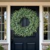 32'' Eucalyptus Wreath for Front Door - Large Artificial Eucalyptus Leaves with White Seeds Greenery Outdoor Wreath for Porch,Window,Farmhouse,Home,Hanging Decor- Spring, Summer, All Seasons (Green)  view 2