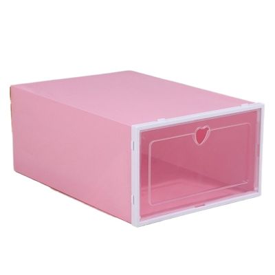 6/12 White Shoe Boxes, Foldable Dustproof, Stackable Flip, Box Storage Supplies(Pink,6pcs)