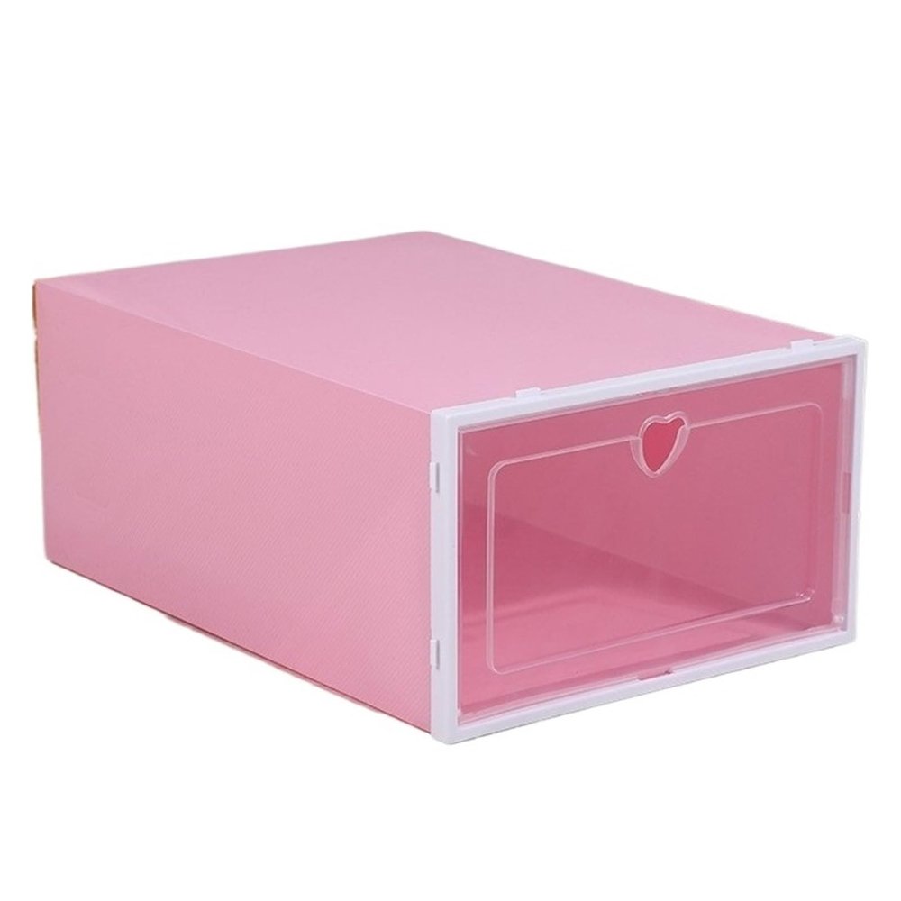 6/12 White Shoe Boxes, Foldable Dustproof, Stackable Flip, Box Storage Supplies(Pink,6pcs)