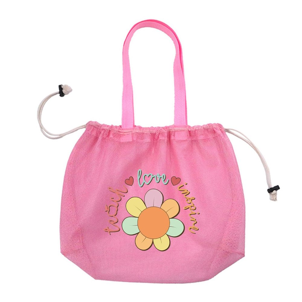 Drawstring Beach Toy Bag Sand Meshes Swimming Pool Shell Collecting Boys And Girls Mesh With Handle Swimming Pool Shell Collecting
