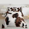 jejeloiu Cow Fur Print Comforter Set All Season Cowhide Bedding Set with 2 Pillow Cases Brown White Western Farm Animal Skin Microfiber Kids King Bedclothes Farmhouse Bedroom Decor Duvet Quilt Soft view 2