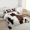 jejeloiu Cow Fur Print Comforter Set All Season Cowhide Bedding Set with 2 Pillow Cases Brown White Western Farm Animal Skin Microfiber Kids King Bedclothes Farmhouse Bedroom Decor Duvet Quilt Soft view 3
