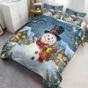 GKPLY Christmas Comforter Set Full, Snowman Bedding Set, Rustic Country Duvet Cover, 2 Pillow Cases, Zipper & Ties, Reversible Print Bedding Set & Home Decor view 3