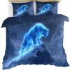 GKPLY Wolf Print Bedding California King, Blue Wolf Duvet Cover Set, Animal Print Comforter Cover with Zipper, 3 Pieces with 2 Pillowcases, Bedding & Bedroom Decor view 1