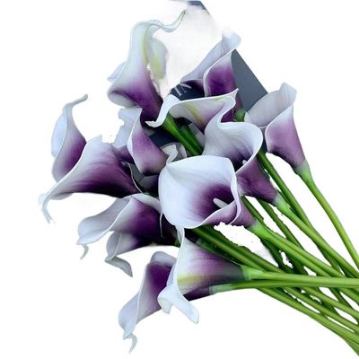 ALLUREMOUR Artificial Calla Lily Flowers Fake Flower Weddings Photography Props DIY Bridal Bouquets Home Room Party Table Decor(White Purple)