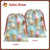 YQxwJL Ice Cream And Waffle Pattern Print Knot Christmas Gift Bag, Drawstrings Plush Xmas Candy Bags For Xmas Presents - Lsize view 3