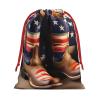 YQxwJL American Flag With Cowboy Boots Print Knot Christmas Gift Bag, Drawstrings Plush Xmas Candy Bags For Xmas Presents - Lsize view 1