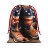 YQxwJL American Flag With Cowboy Boots Print Knot Christmas Gift Bag, Drawstrings Plush Xmas Candy Bags For Xmas Presents - Lsize view 2