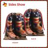 YQxwJL American Flag With Cowboy Boots Print Knot Christmas Gift Bag, Drawstrings Plush Xmas Candy Bags For Xmas Presents - Lsize view 3