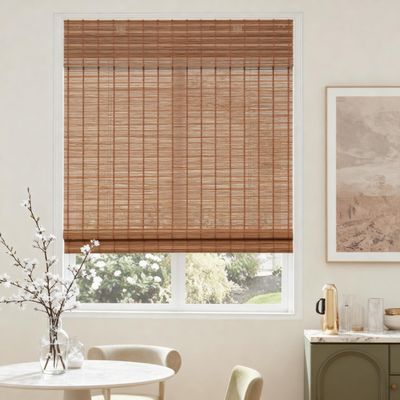 Cordless Bamboo Shades for Windows Bamboo Blinds Window Blinds for Patio Porches. Brown, 54.5" W x 55" H (138.43cmW x 139.7cmH)