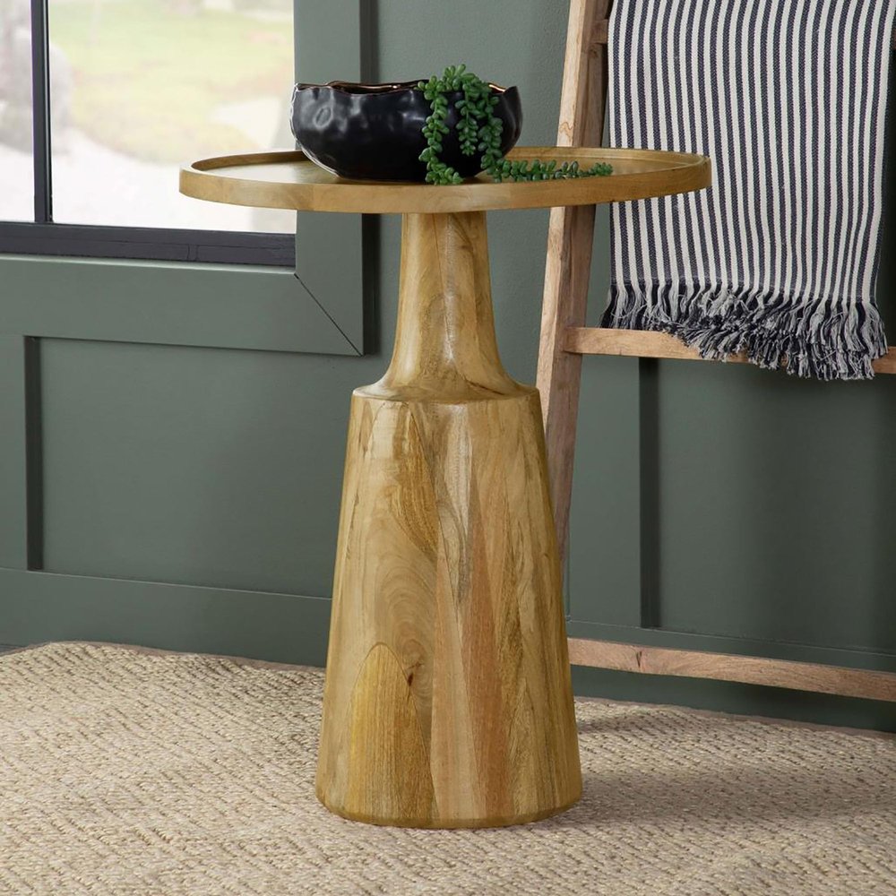 GOWE Natural Pedestal Accent Table