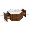 GOWE Hexagonal Rustic Retro Wood Coffee Table, with 2 Hidden Drawers, Textured White Marble Tops, Walunt Oak Finish - Perfect for Living Room & Reception Areas view 2