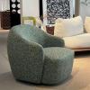TBJEN 360-Degree Swivel Chair with Back, Deep Seat Upholstered Lazy Sofa Leisure Vanity Makeup Chair for Living Room, Bedroom(Green) view 1