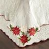Poinsettia Holiday Floral Matelasse Bedding | Red and Ivory Velvet Flower Appliques | 11-Pc Bed Set: Oversized King Coverlet, Bedskirt, 2 King Shams, 2 Euro Shams, 2 Euro Inserts, & 3 Accent Pillows view 4