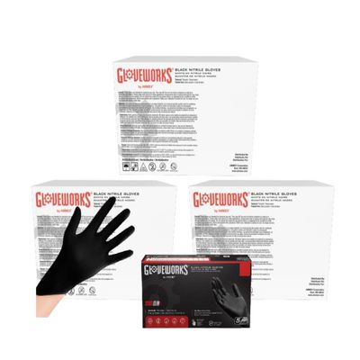 GLOVEWORKS XXL Black Nitrile Gloves for Cooking and Food Prep Disposable 5 Mil Professional Cleaning, 1000 Count (Pack of 3)