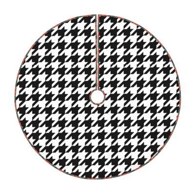 Houndstooth Black Print Tree Skirts 30/36/48 Inch, Classic Christmas Tree Skirt for Festive Home Party Decorations
