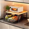 Extendable Microwave Oven Rack, Kitchen Microwave Countertop Stand,2 Tier Microwave Stand with Drawer Black for Kitchen Organizers and Storage, No Installation Required view 2
