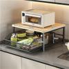 Extendable Microwave Oven Rack, Kitchen Microwave Countertop Stand,2 Tier Microwave Stand with Drawer Black for Kitchen Organizers and Storage, No Installation Required view 3