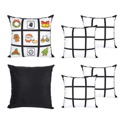 6pack Sublimation Short Plush PillowCases Blanks, Short Plush Throw Pillow Covers, Cushion Cover for Sublimation, Sofa Couch DIY Pillow Case (No Pillow Insert (18*18inch-9 Panels Style Pillow Cover)