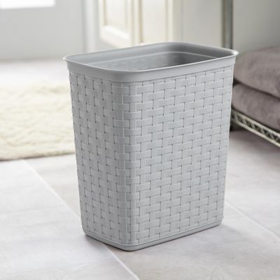 3.4 Gallon Plastic Weave Trash Can - Small Lidless Bathroom Garbage Bin, Stylish Gray for Home Small Spaces