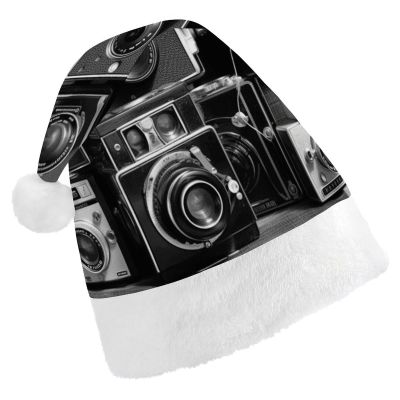 FekiLoot Retro Cool Camera Collection Christmas Hat for Adults, Personalized Classic Santa Hat Family Matching Christmas Hats for Party