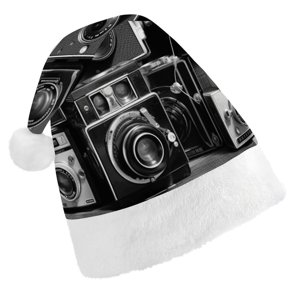 FekiLoot Retro Cool Camera Collection Christmas Hat for Adults, Personalized Classic Santa Hat Family Matching Christmas Hats for Party