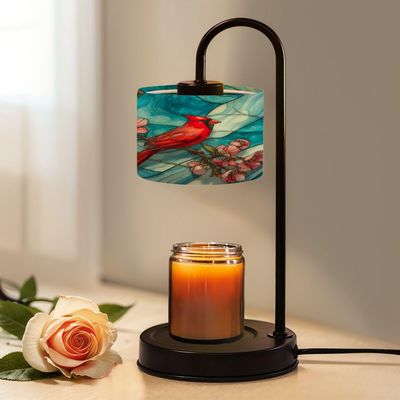 Candle Warmer Lamp with Timer and Dimmer, Serene Cardinal Art Blossoms Sky Wax Melt Warmer with 4 Bulbs, House Warming Birthday Gifts for Women Mom New Home Decor