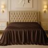 Thread Decor Silk Flat Sheet Only, King Size, 1-Piece Dark Chocolate Top Sheet for Hair & Skin, Cooling Extra Soft Luxury Bedding, Hotel Quality All-Season Sheet Sold Separately view 2