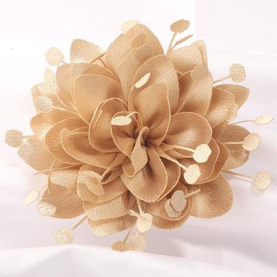 10Pcs Handmade Polyester Rose Fabric Flowers, 9.5cm 3.74 inch Decorative Artificial Floral for Wedding Dress, Hats, Headband, Indoor and Outdoor Use (10Pcs Khaki)