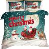 GKPLY Merry Christmas Comforter Cover, Cartoon Duvet Cover Set, Christmas Bedding & Home Decor, Zipper & Ties, Reversible Print Comforter Set & 2 Pillow Cases, California King view 1