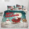GKPLY Merry Christmas Comforter Cover, Cartoon Duvet Cover Set, Christmas Bedding & Home Decor, Zipper & Ties, Reversible Print Comforter Set & 2 Pillow Cases, California King view 2