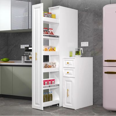LENOGU NEST 6 Tier Narrow Pull-Out Utility Cart, Slim Storage Cart with Handle & Wheels, Narrow Storage Cabinet for Kitchen Living Room Bathroom Narrow Spaces (11.8"X23.6"X55")