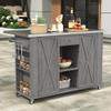 GOWE Outdoor Kitchen Island Fir Wood Kitchen Island with Stainless Steel Top, Ample Storage Space, Towel and Spice Racks and a Bottle Opener for Outdoor, Grey view 1