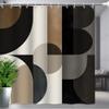AZEJEB Extra Long Modern Geometric Shower Curtain,Beige/Black/Gray/White/Brown,Boho Minimalist Shower Curtaina Bathroom Decor(240x198cm/94x78in(WxH)) view 2