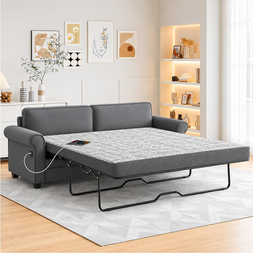 4 Inch Gel Memory Foam Mattress Replacement for Sleeper Sofa and Couch Beds, Queen Size Firm Mattress with Removable Washable Cover for Guest Rooms, Sofas, RVs & Boats, CertiPUR-US Certified (Queen)