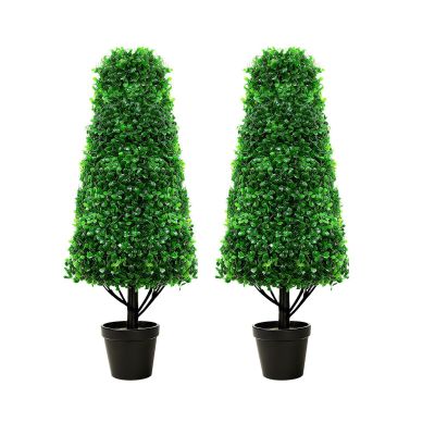 2025 New 3' Artificial Boxwood Cone Topiary Trees, Artificial Green Plant with Replaceable Leaves, All-Year Green Fake Plant Topiary Trees for Decorative/Indoor/Porch/Garden, Free Returns!