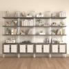 Airynee Ladder Bookshelf, 4 Tier Book Shelf with Rattan Cabinet, Wall Mount Bookshelves and Bookcases with Metal Frame, Anti Dump, Tall Bookcase for Living Room, Home Office, Bedroom Gray 4pcs view 1