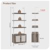 Airynee Ladder Bookshelf, 4 Tier Book Shelf with Rattan Cabinet, Wall Mount Bookshelves and Bookcases with Metal Frame, Anti Dump, Tall Bookcase for Living Room, Home Office, Bedroom Gray 4pcs view 2