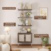 Airynee Ladder Bookshelf, 4 Tier Book Shelf with Rattan Cabinet, Wall Mount Bookshelves and Bookcases with Metal Frame, Anti Dump, Tall Bookcase for Living Room, Home Office, Bedroom Gray 4pcs view 4